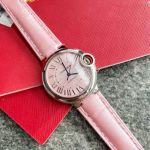 Cartier Ballon Bleu De 33mm ETA2671 Movement Crocodile Leather Strap Pink Dial Watch